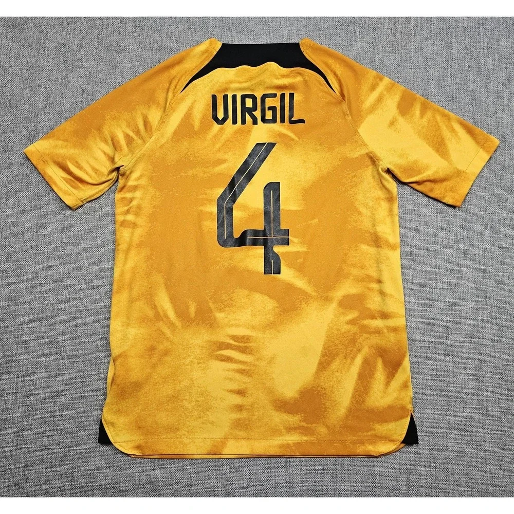 Netherlands National Team Jersey Boys Large Gold Nike Dri Fit Soccer Virgil 4